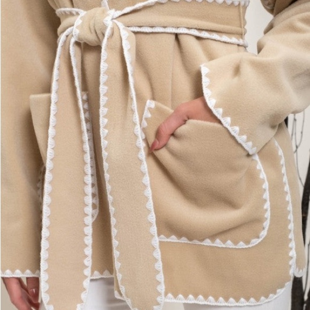 Vici Scallop Whipstitch Belted Jacket - Picture 4 of 5